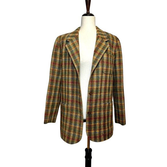 Lizsport Vintage Wool Blazer Women’s Size 4 | Tweed Plaid Houndstooth Jacket Fal - Picture 5 of 9